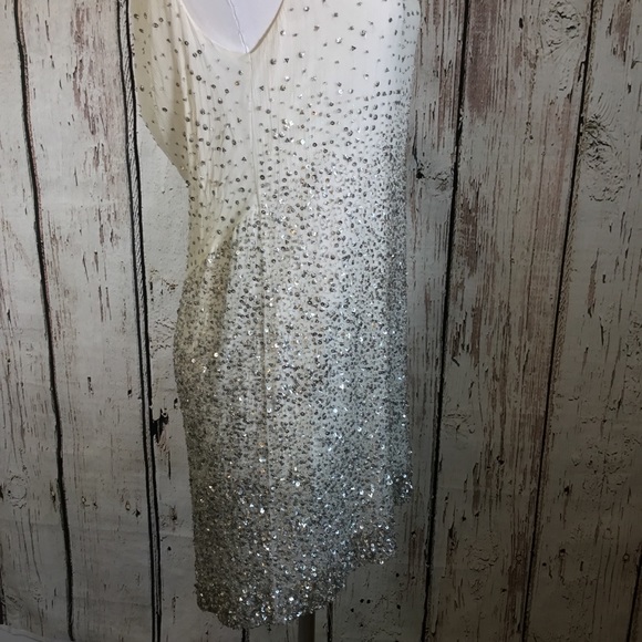 🎉HP🎉 NEW NWT Alice + Olivia Blaire Beaded Metallic Sequins Cocktail Dress SMALL - Picture 7 of 16